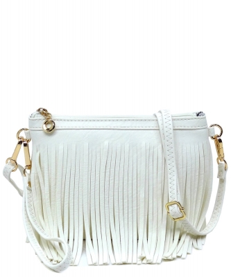 Western Fringe Clutch Cross Body Bag E091 WHITE